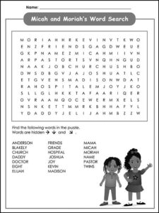 Micah and Moriah Word Search